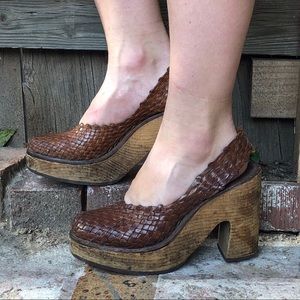 70s Woven Leather Slingback Huaraches
